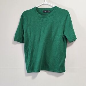 Orb Crew Neck Green Short Sleeve Top